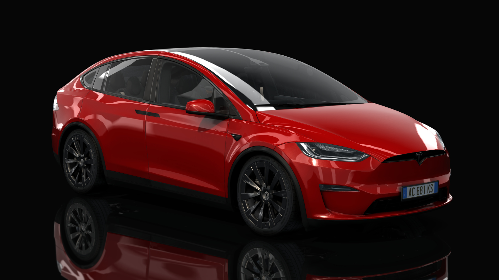 Tesla Model X Plaid, skin Red Multi Coat